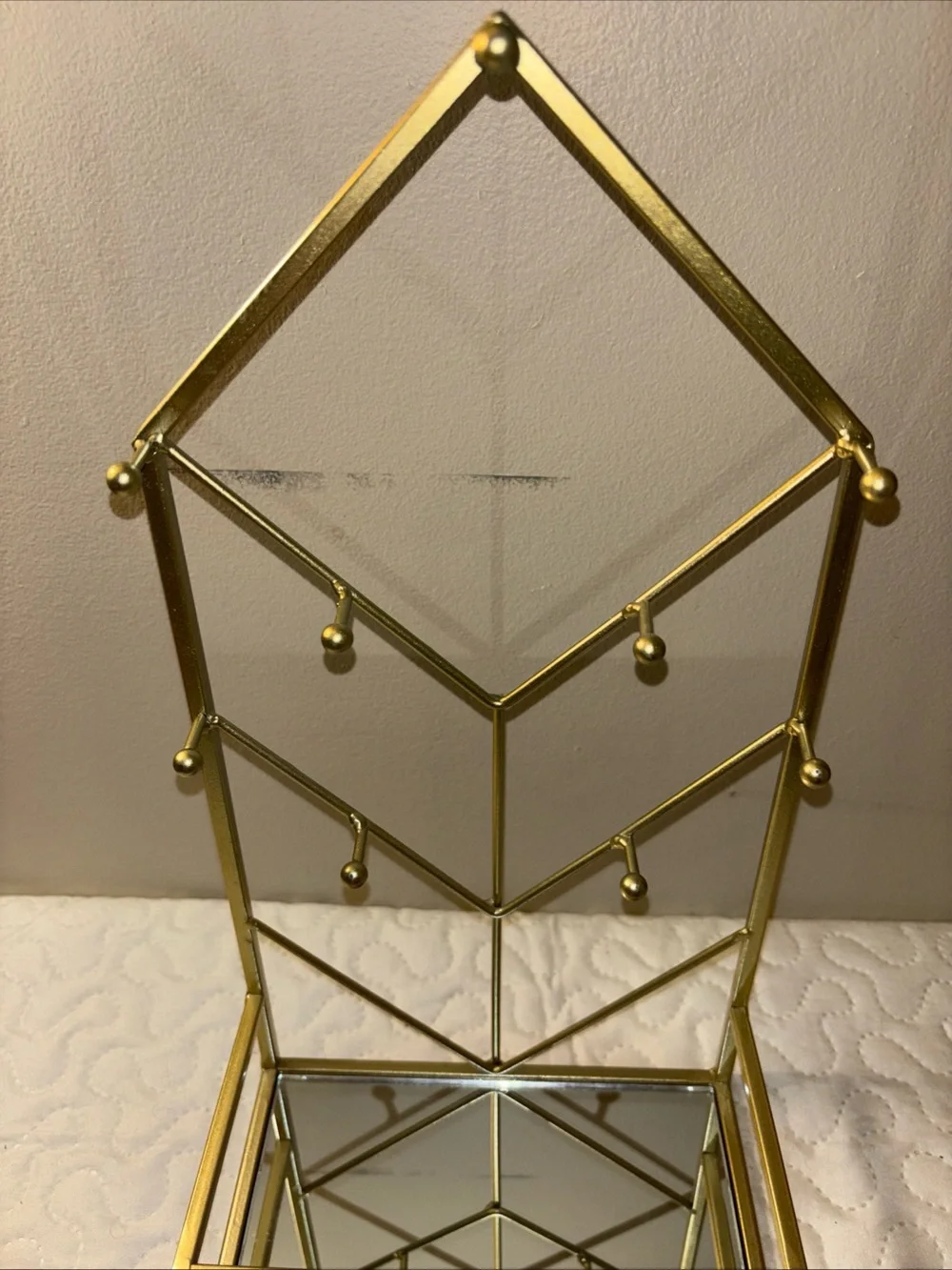 Gold Mirrored Jewelry Organizer Stand - Home Storage & Organization